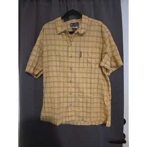 Columbia Sportswear Yellow‎ Plaid Button Up, Men's Large Shirt, Short Sleeve